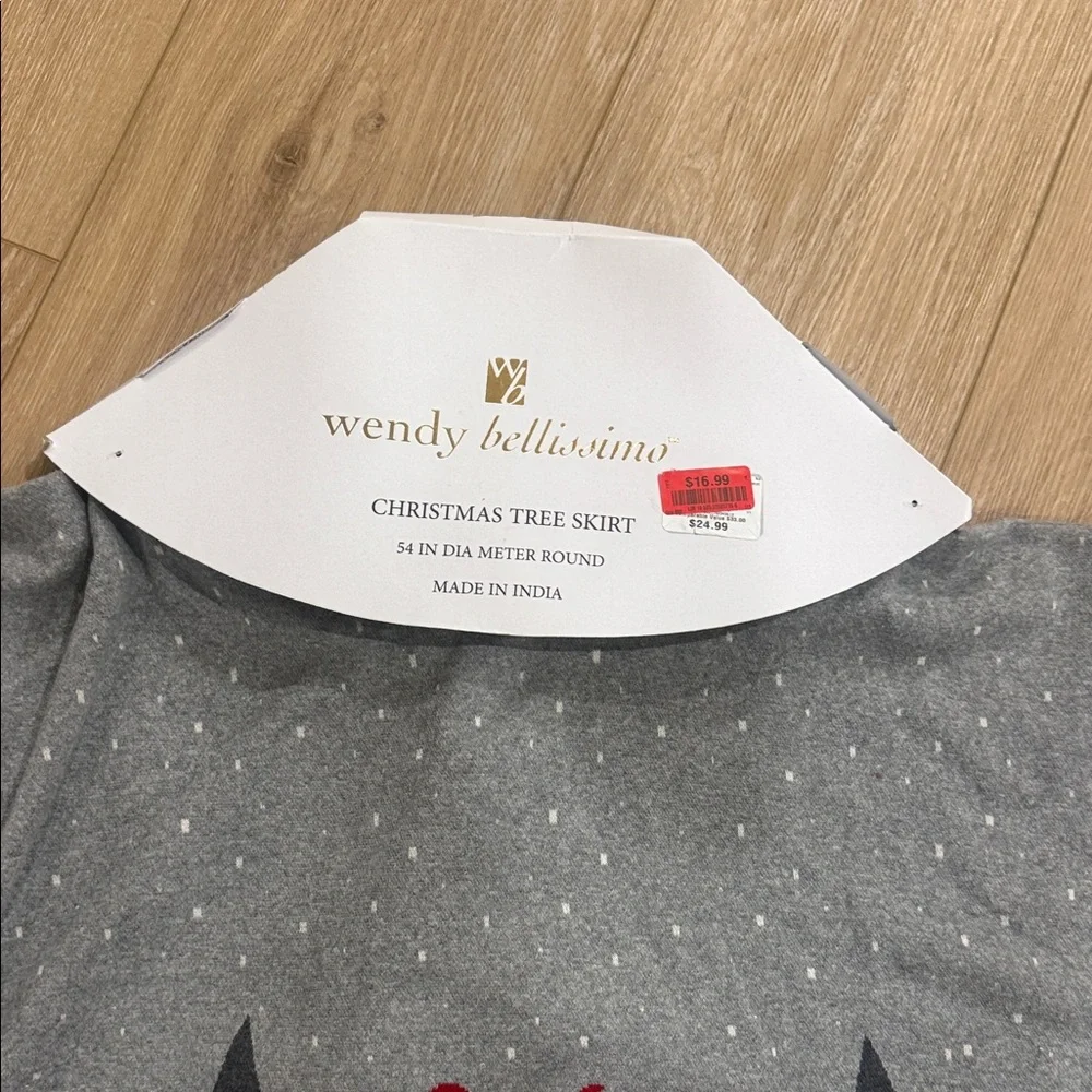 Gray Christmas Tree Skirt with Gnome Design